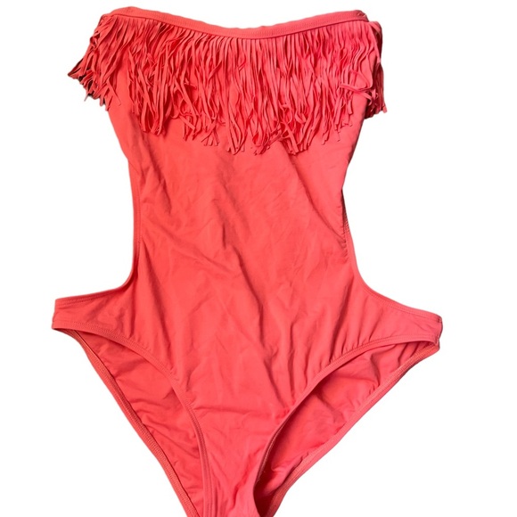 L*Space Free Love Fringe Cut Out One Piece Bathing Suit in Watermelon - Picture 6 of 11